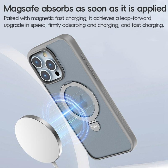 For Iphone 15 Zga Magsafe Holder Pc Hybrid Tpu Phone Case