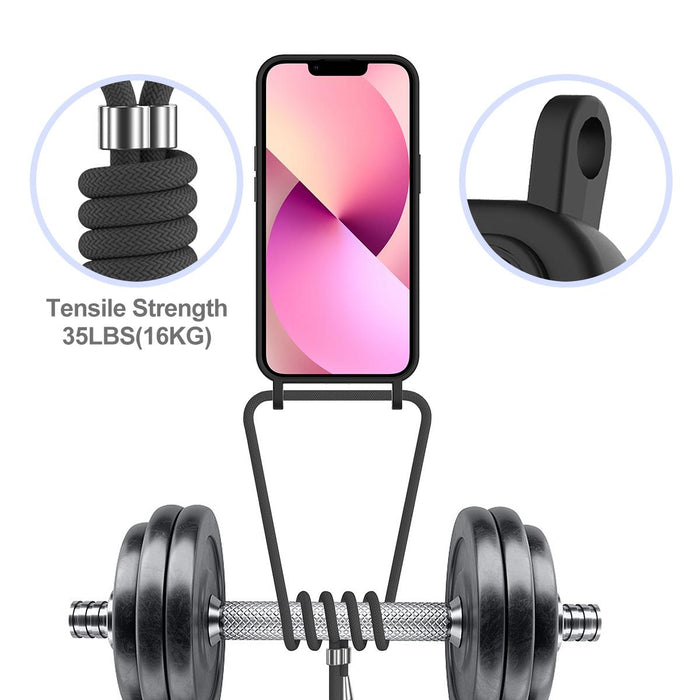 For Iphone 15 Integrated Card Bag Solid Colour Liquid Silicone Phone Case With Lanyard