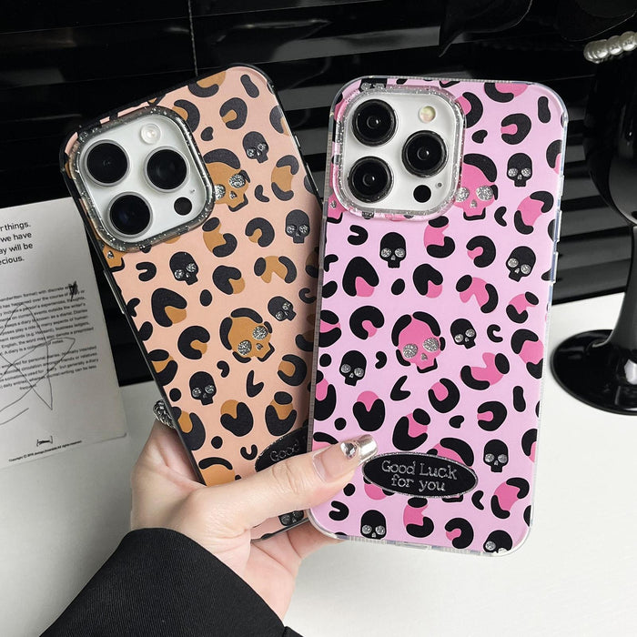 For Iphone 15 Glitter Powder Leopard Print Pc & Tpu Phone Case