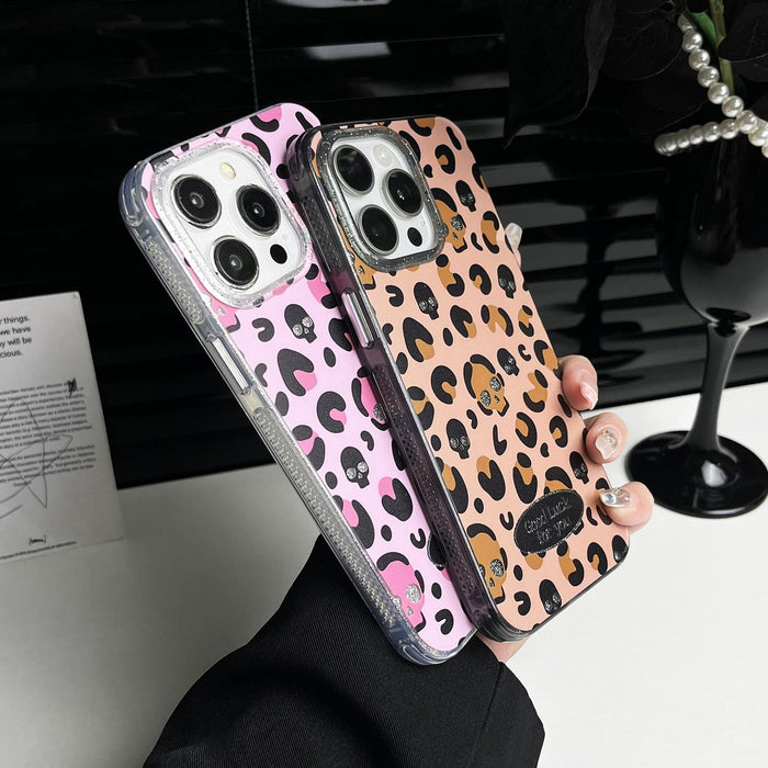 For Iphone 15 Glitter Powder Leopard Print Pc & Tpu Phone Case