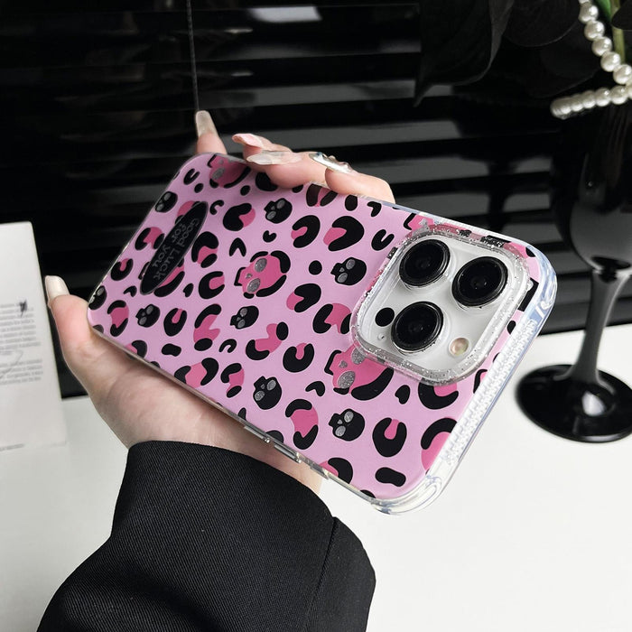 For Iphone 15 Glitter Powder Leopard Print Pc & Tpu Phone Case