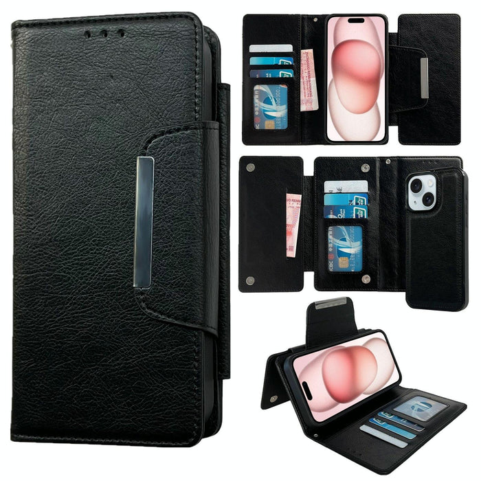For Iphone 15 Multifunctional 7-Card Wallet Leather Phone Case