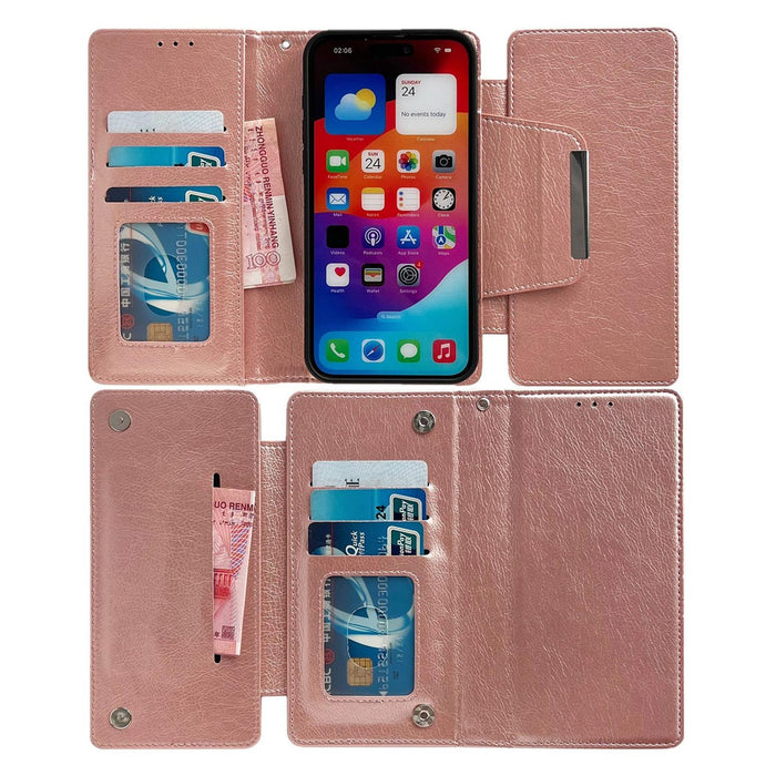 For Iphone 15 Multifunctional 7-Card Wallet Leather Phone Case