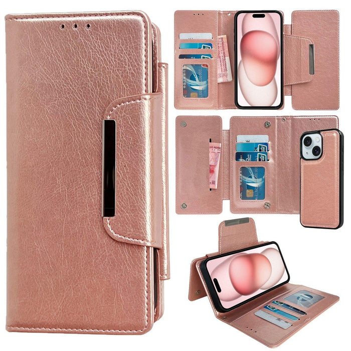 For Iphone 15 Multifunctional 7-Card Wallet Leather Phone Case
