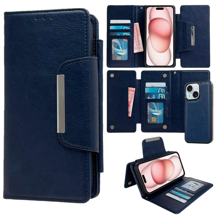 For Iphone 15 Multifunctional 7-Card Wallet Leather Phone Case