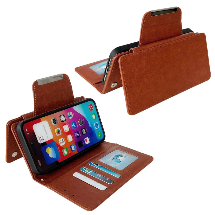 For Iphone 15 Multifunctional 7-Card Wallet Leather Phone Case
