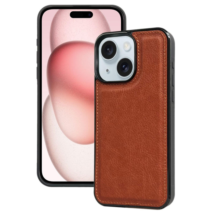 For Iphone 15 Cowhide Texture Back Cover Phone Case