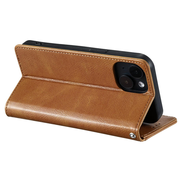 For Iphone 15 Simple 6-Card Wallet Leather Phone Case