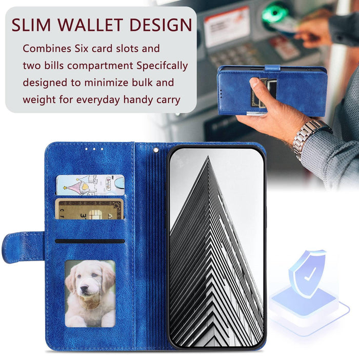 For Iphone 15 Simple 6-Card Wallet Leather Phone Case