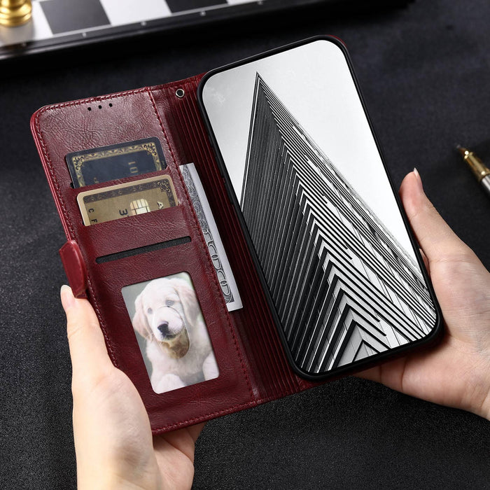 For Iphone 15 Simple 6-Card Wallet Leather Phone Case