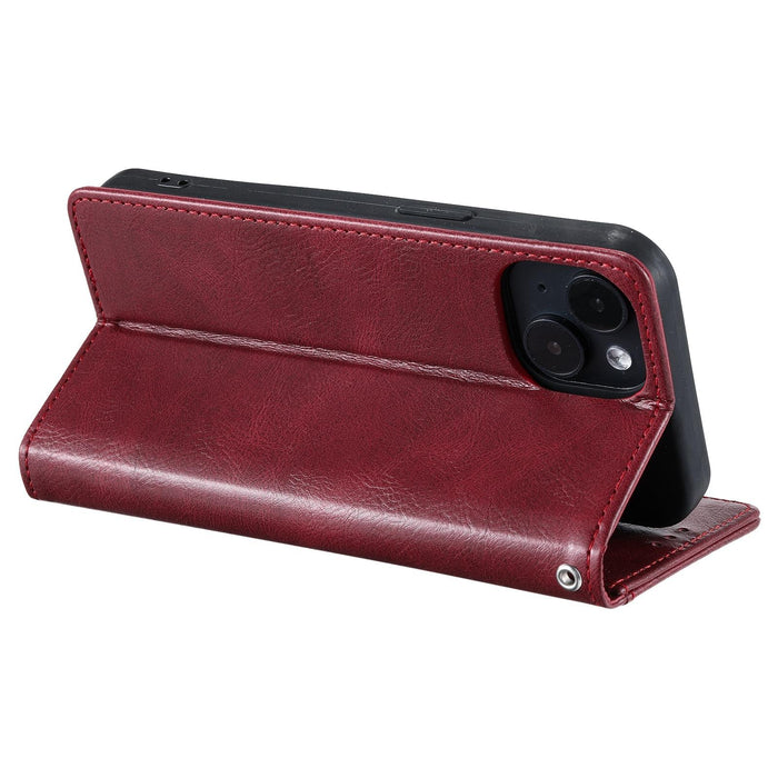 For Iphone 15 Simple 6-Card Wallet Leather Phone Case