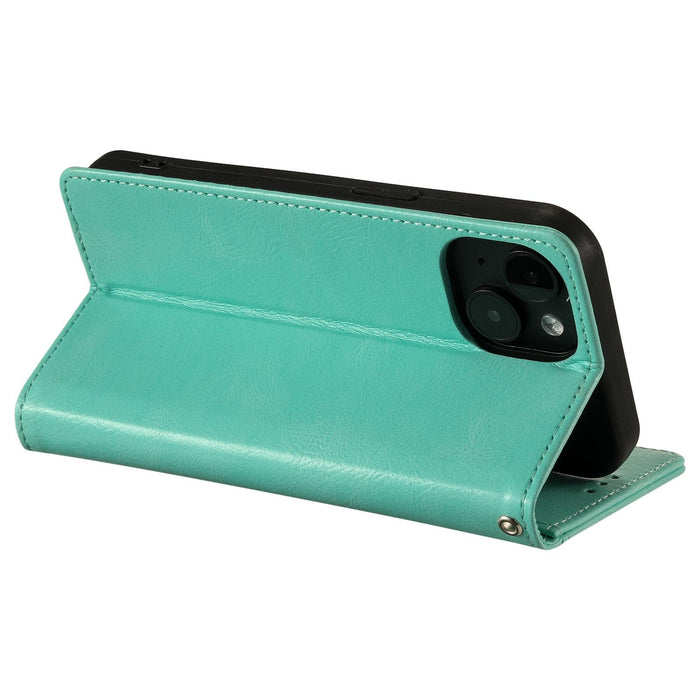 For Iphone 15 Simple 6-Card Wallet Leather Phone Case