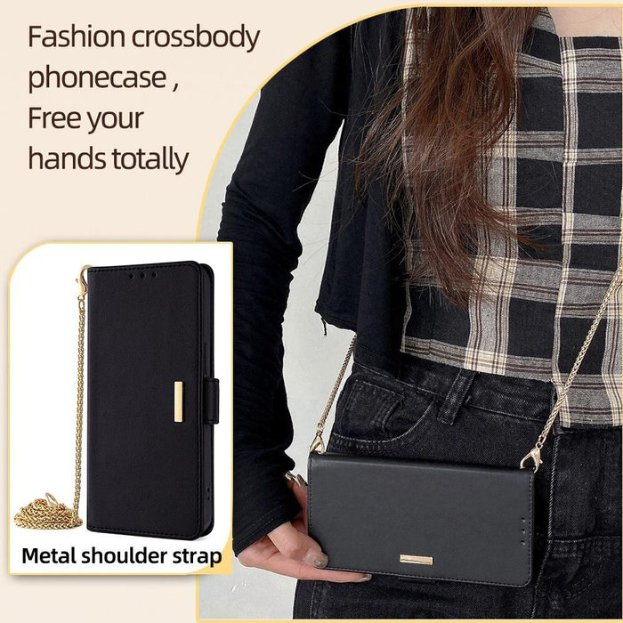 For Iphone 15 Crossbody Chain Leather Phone Case