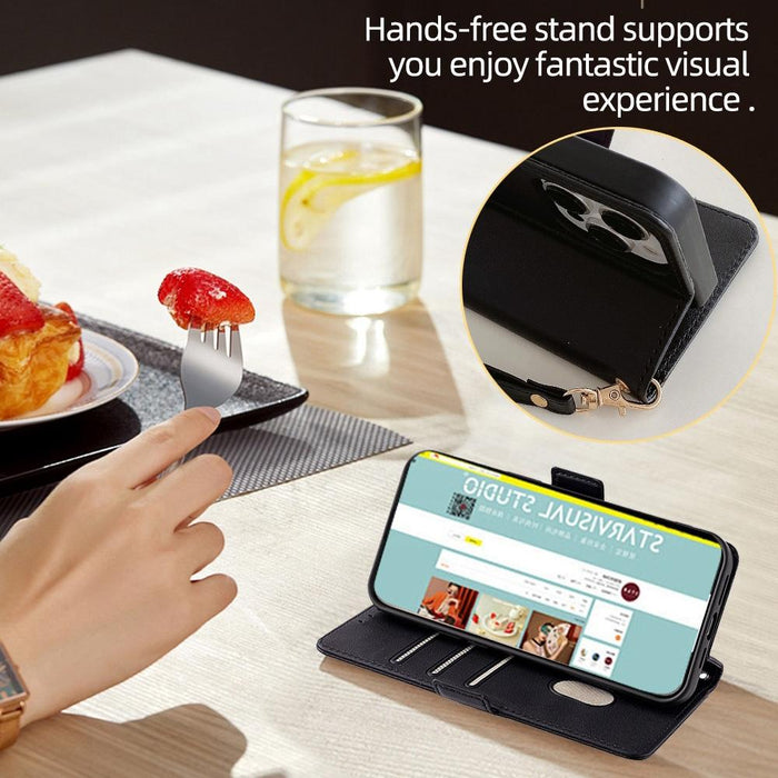 For Iphone 15 Crossbody Chain Leather Phone Case