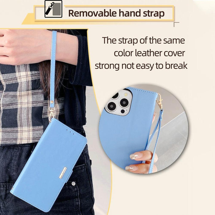 For Iphone 15 Crossbody Chain Leather Phone Case