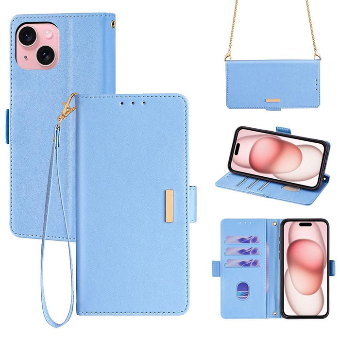 For Iphone 15 Crossbody Chain Leather Phone Case