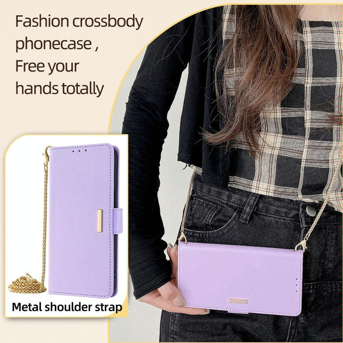 For Iphone 15 Crossbody Chain Leather Phone Case