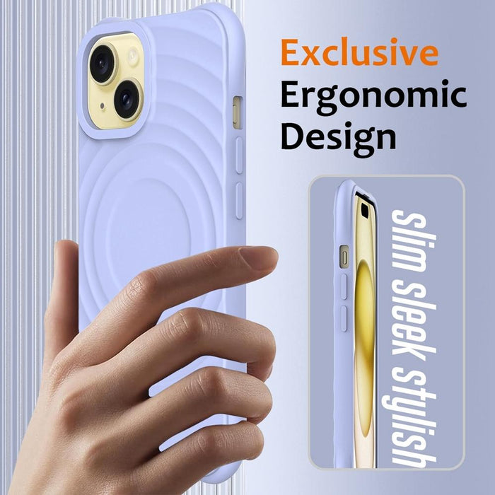For Iphone 15 Wave Texture Magsafe Magnetic Liquid Silicone Phone Case