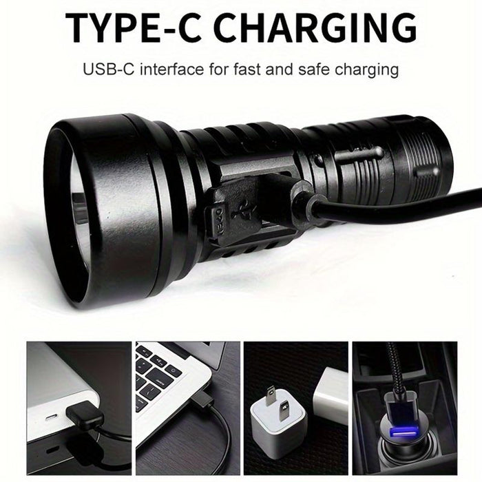 1000Lm Usb Rechargeable Led Flashlight Black