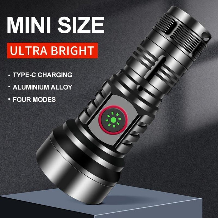 1000Lm Usb Rechargeable Led Flashlight Black