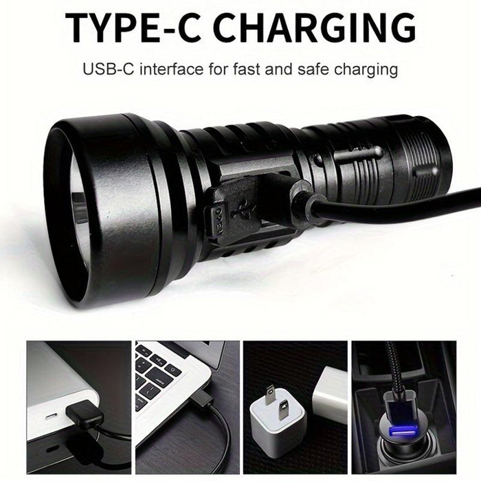 1000Lm Usb Rechargeable Led Flashlight Black