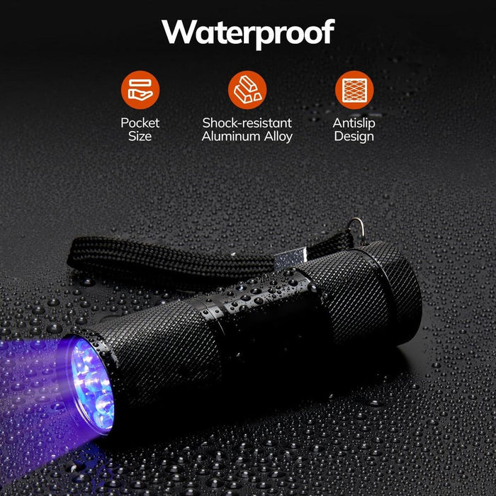 9-Led 395Nm Uv Detection Flashlight Black