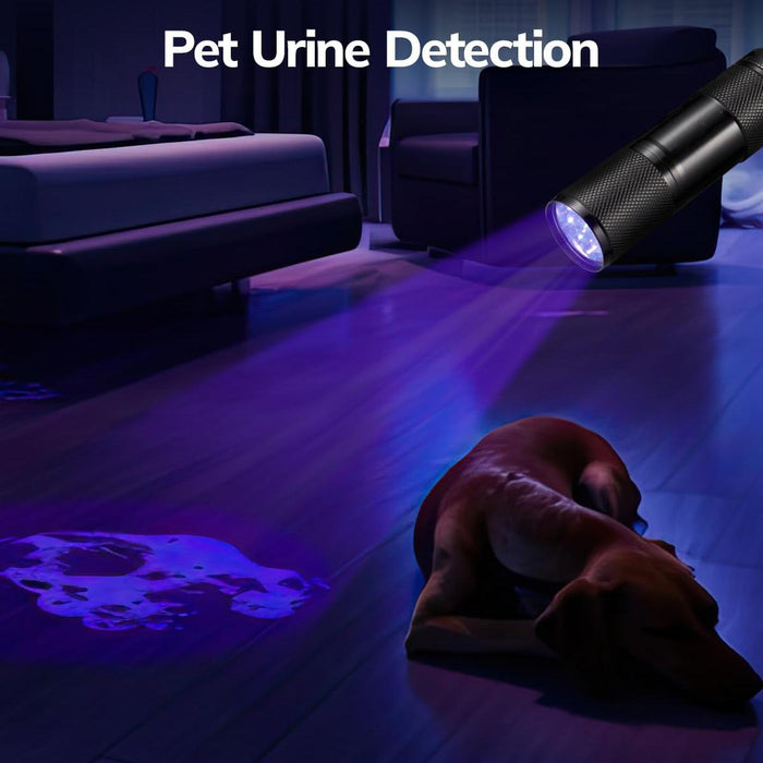 9-Led 395Nm Uv Detection Flashlight Black