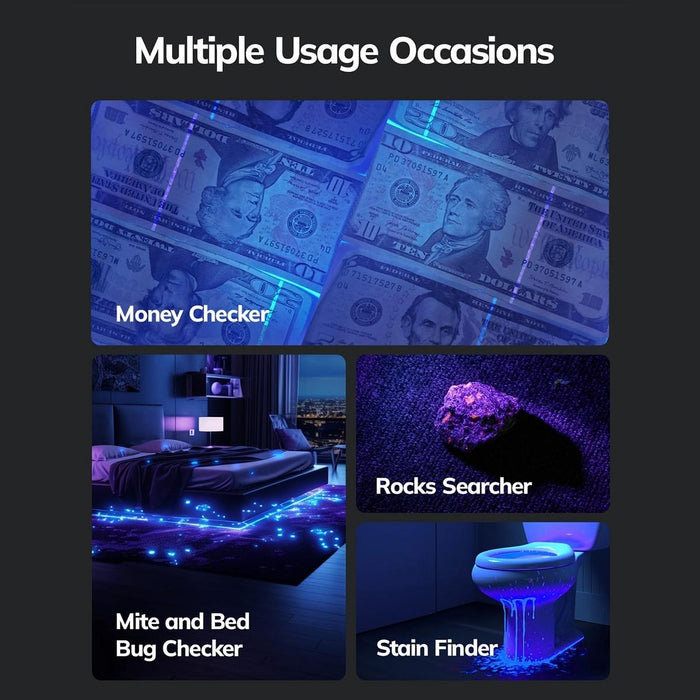 9-Led 395Nm Uv Detection Flashlight Black