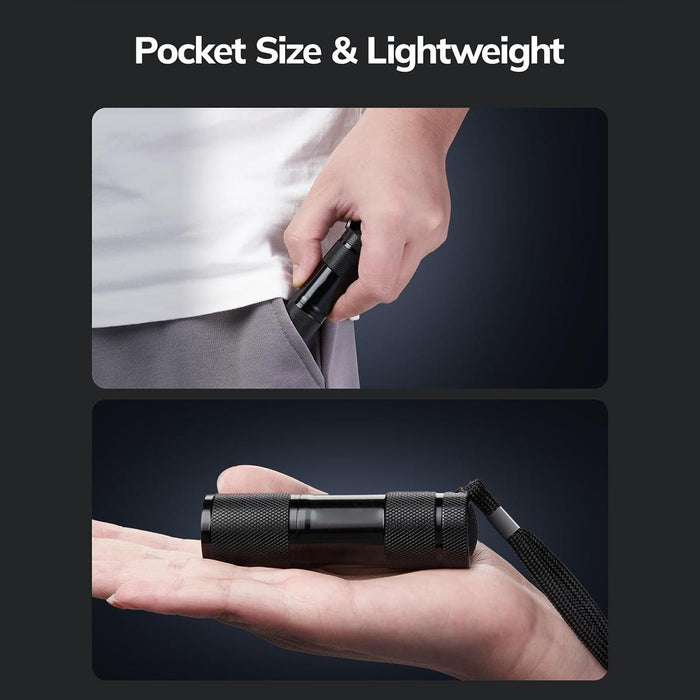 9-Led 395Nm Uv Detection Flashlight Black