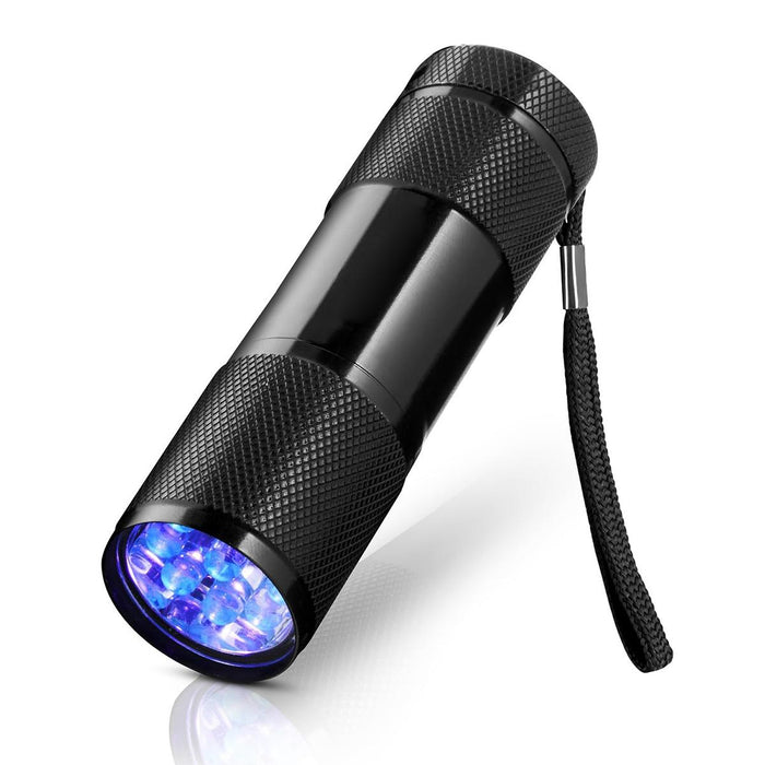 9-Led 395Nm Uv Detection Flashlight Black