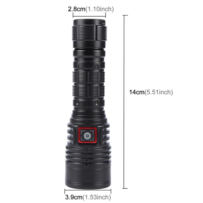 1200Lm Usb Rechargeable Led Flashlight Black