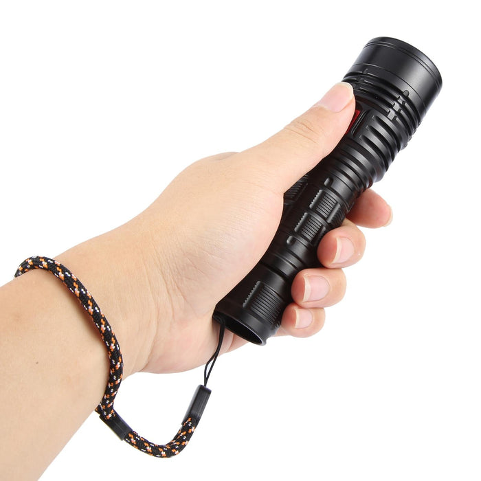 1200Lm Usb Rechargeable Led Flashlight Black