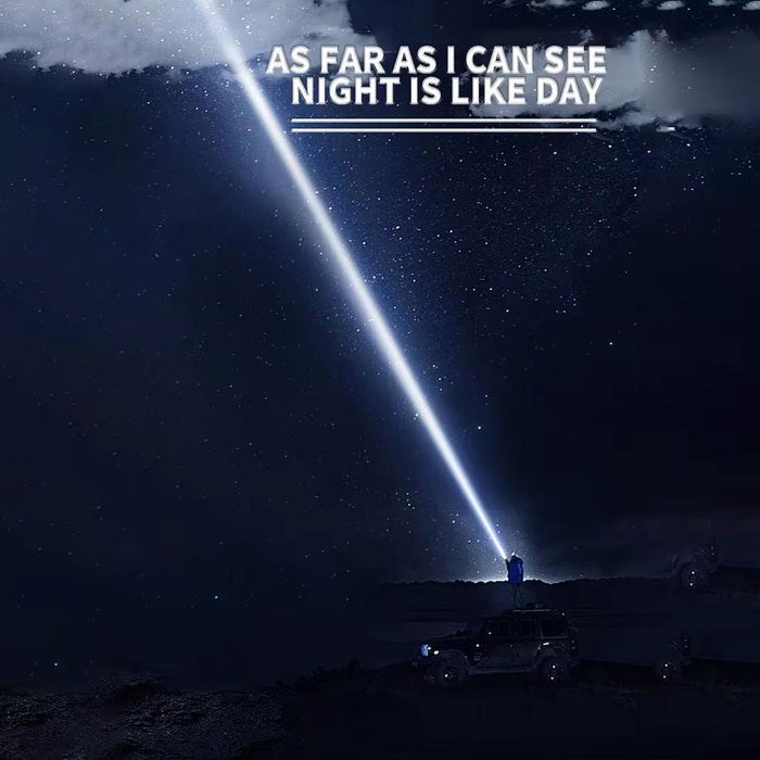 30W High Power Telescopic Zoom Flashlight 1600Lm Black