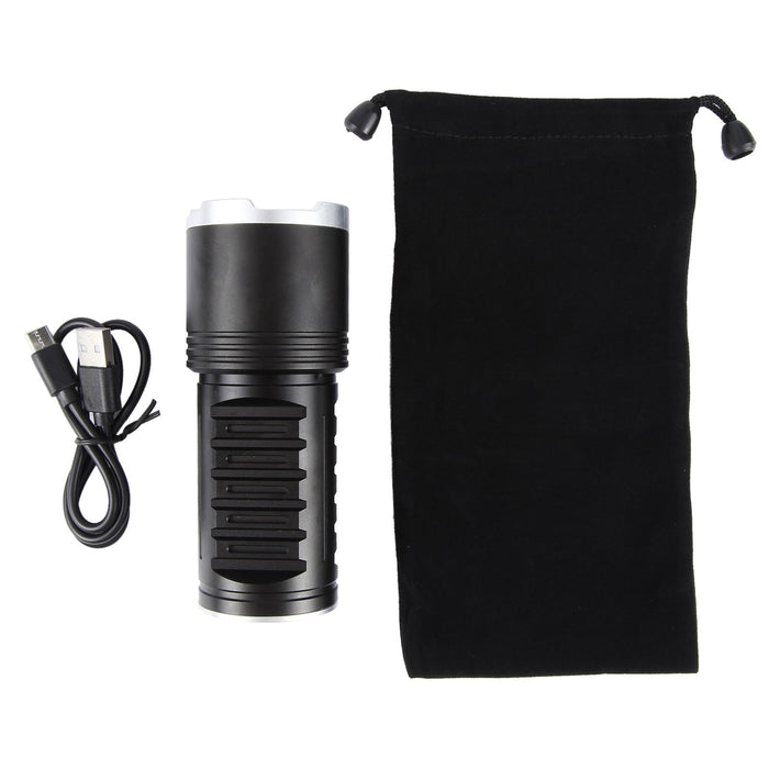 30W High Power Telescopic Zoom Flashlight 1600Lm Black