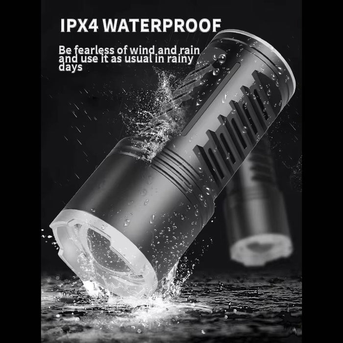 30W High Power Telescopic Zoom Flashlight 1600Lm Black