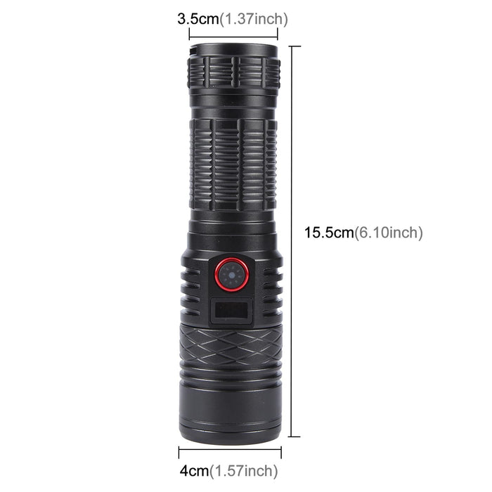 20W Telescopic Zoom Led Flashlight 2000Lm Black