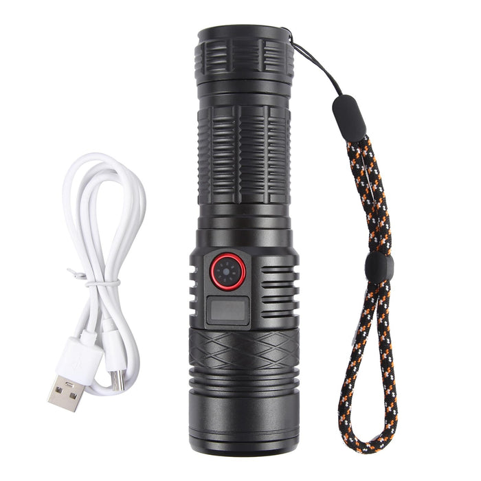 20W Telescopic Zoom Led Flashlight 2000Lm Black