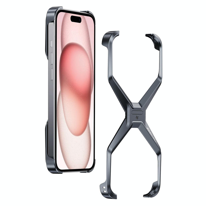 For Iphone 15 Frameless X-Shaped Metal Phone Case