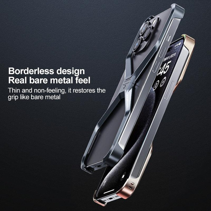 For Iphone 15 Frameless X-Shaped Metal Phone Case