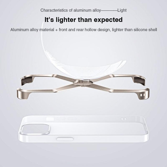 For Iphone 15 Frameless X-Shaped Metal Phone Case