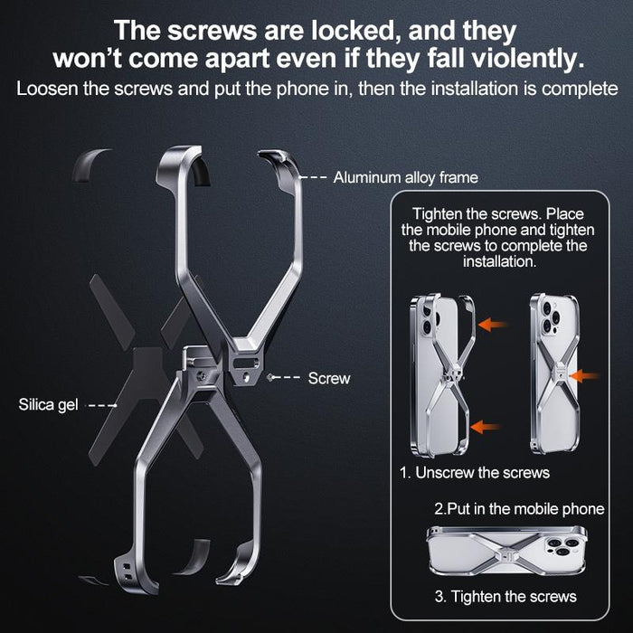 For Iphone 15 Frameless X-Shaped Metal Phone Case