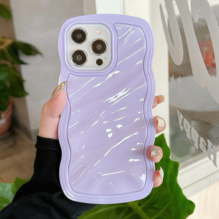 For Iphone 15 Solid Colour Waves Pc Hybrid Tpu Phone Case