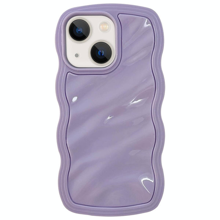 For Iphone 15 Solid Colour Waves Pc Hybrid Tpu Phone Case
