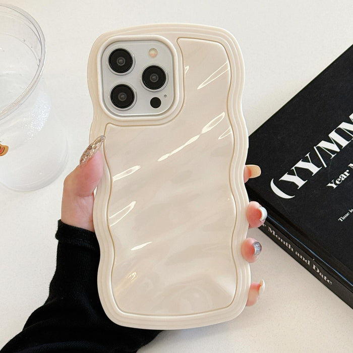 For Iphone 15 Solid Colour Waves Pc Hybrid Tpu Phone Case