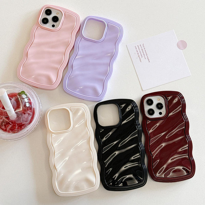 For Iphone 15 Solid Colour Waves Pc Hybrid Tpu Phone Case
