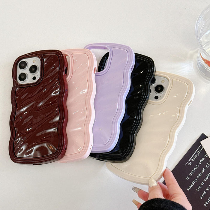 For Iphone 15 Solid Colour Waves Pc Hybrid Tpu Phone Case