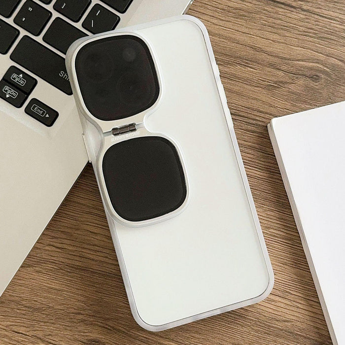 For Iphone 15 Metal Sunglasses Holder Tpu & Pc Phone Case