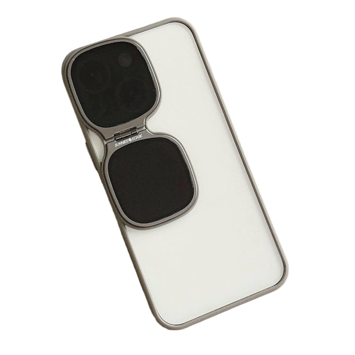For Iphone 15 Metal Sunglasses Holder Tpu & Pc Phone Case