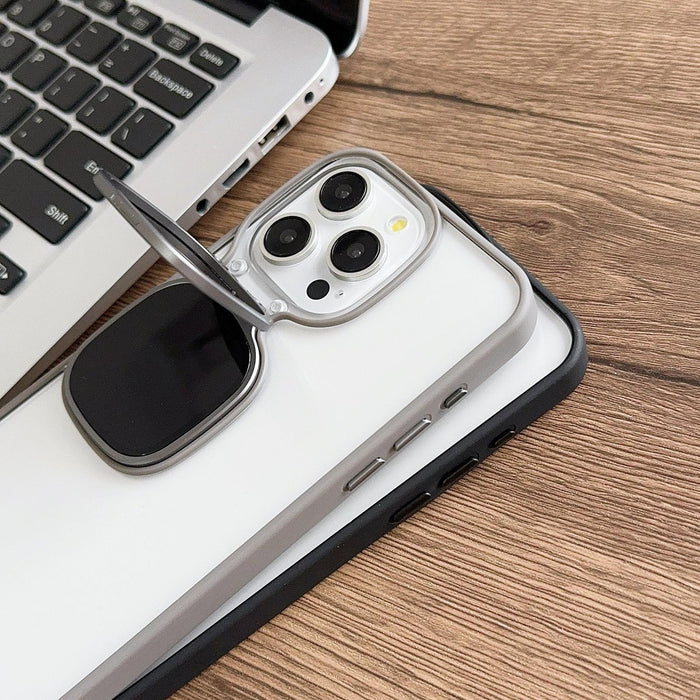 For Iphone 15 Metal Sunglasses Holder Tpu & Pc Phone Case