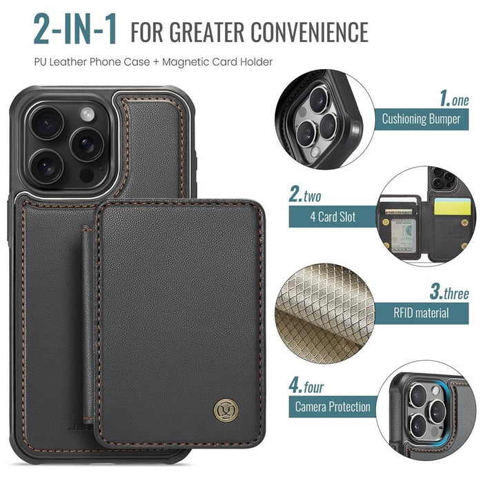 For Iphone 15 Business Magnetic Style Rfid Leather Phone Case